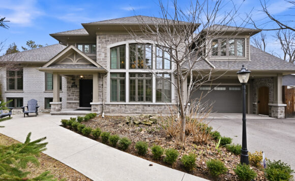Front exterior of 1601 Venetia Drive Oakville custom home on a 90 x 125 ft lot in Coronation Park South West Oakville